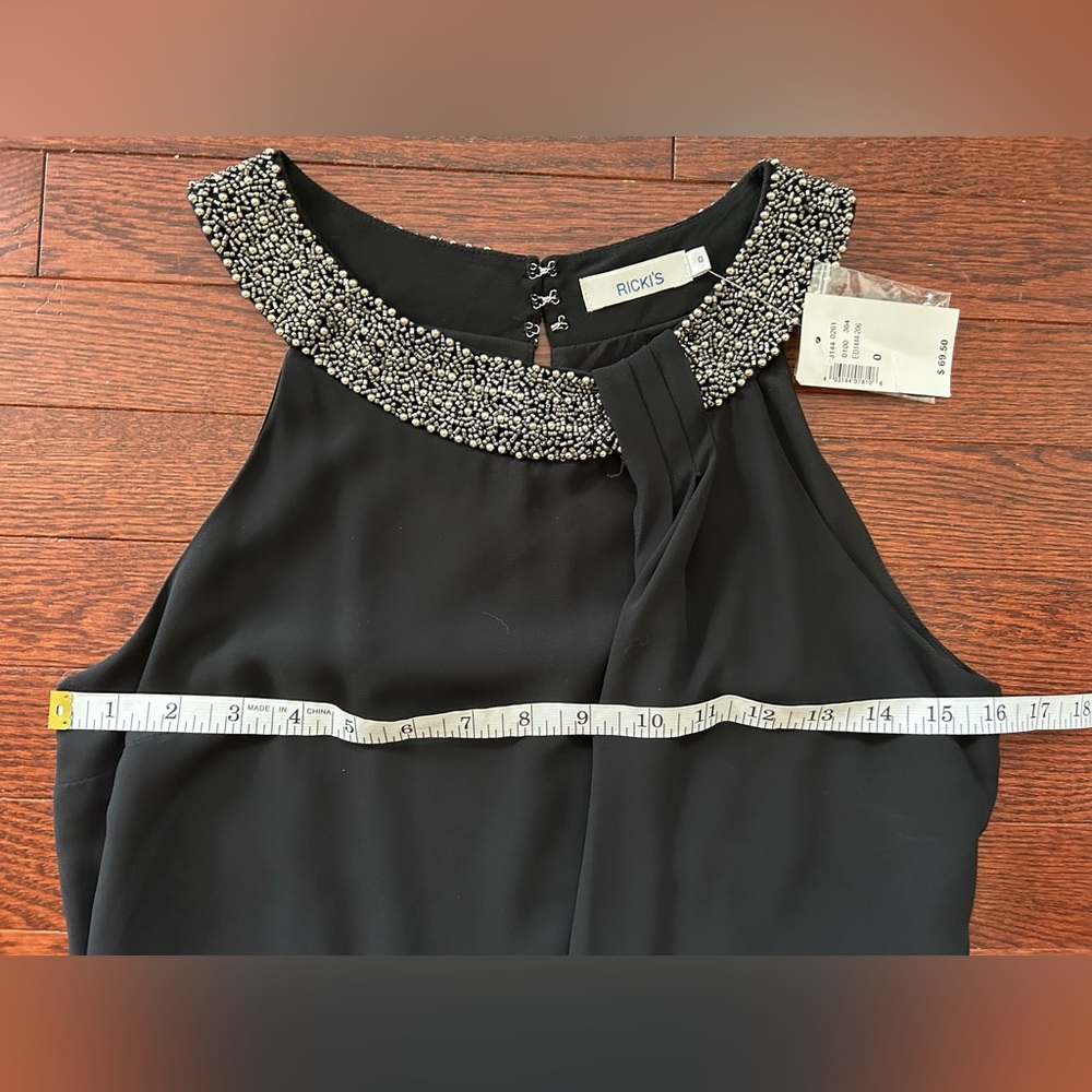 BNWT Rickis Black A Line Chiffon Flowy Holiday Dress size 0 - Picture 5 of 8